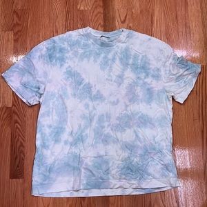 Mens blue tie dye Zara cloud t shirt size XL rare